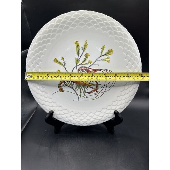 GIEN Grands Crustaces #11 Two Shrimp Hand Painted Faience 10" Plate France 1961 - Picture 7 of 7